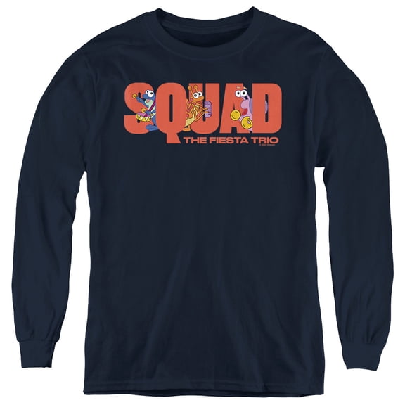Popfunk Dora The Explorer Squad, The Fiesta Trio Youth Long Sleeve T Shirt, Navy, Small
