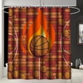 thumbnail image 2 of Basketball Shower Curtain Sets - 4PCS Sports Shower Curtain for Boys Bathroom Set Boys Flaming Basketball Shower Curtain Bathroom Set with Rug, Toilet Cover and Bath Mat, 12 Hooks, 2 of 7