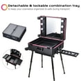 thumbnail image 4 of Byootique Rolling Makeup Case with Bulb Mirror Adjustable Leg Detachable Wheel, 4 of 12