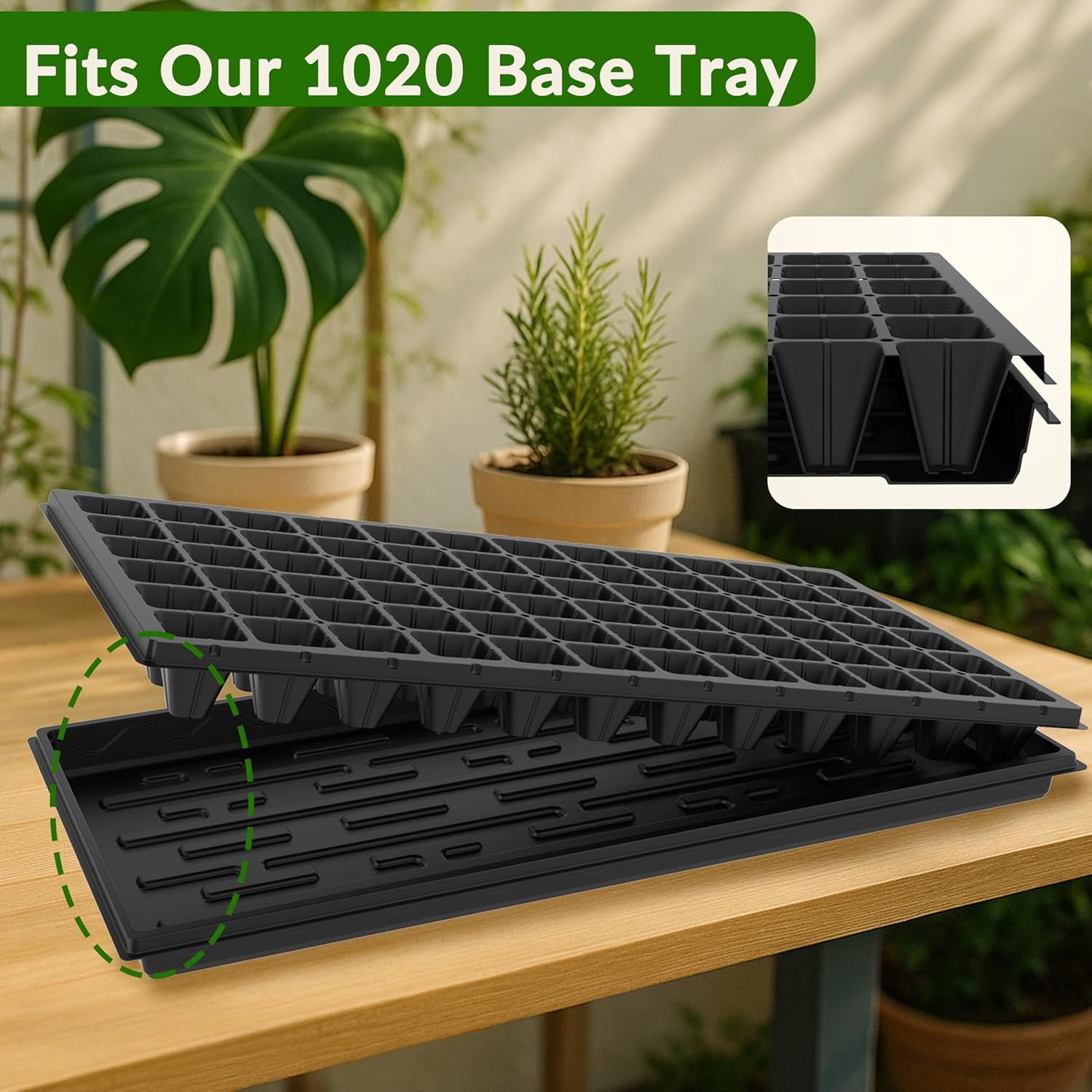 Seed Starter Trays 72 Cell 1.75 Inch Deep Plug Tray Seedlings Drainage Holes 10 Pack