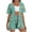 Green, variant on Women's Summer 2 Piece Shorts Set Button Down Short Sleeve Shirt Drawstring Shorts Beach Casual