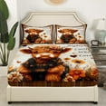 thumbnail image 3 of Erosebridal Cute Highland Cattle Bed Sheets Full, Cartoon Farm Animal Bedding Sets Full Size, Chic Flower Room Decor 4pcs, 3 of 7