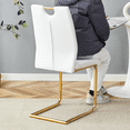 thumbnail image 5 of White PU Dining Chair Set of 6, Unique Design, Gold Metal Legs, Suitable for Office, Restaurant, Kitchen, Conference Room, 5 of 9