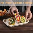 thumbnail image 5 of 50 Pieces Biodegradable Disposable Taco Holder, 3 Compartments Paper Taco Plates, Made of Sugarcane Fibers for Party, 5 of 5