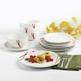 thumbnail image 5 of Tabletops Gallery 12 Piece Adrian White Red Ceramic Dinnerware Set, Soft Square Dinner Plates Dishes Bowls, Service for 4, 5 of 7