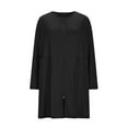 thumbnail image 3 of Women Zipper Front Nightgown Long Sleeve Robe Bathrobes Lightweight Knee Length Short House Dress with Pockets New Black XL, 3 of 6