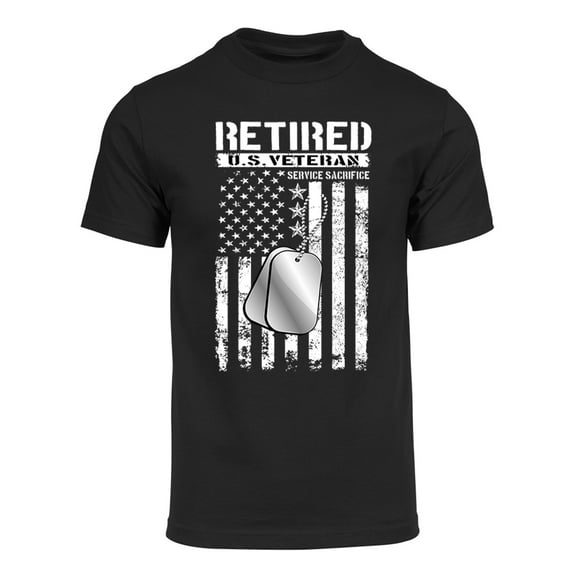 Mens' Retired U.S. Veteran Dog Tags Short-Sleeve T-Shirt - Black - Large