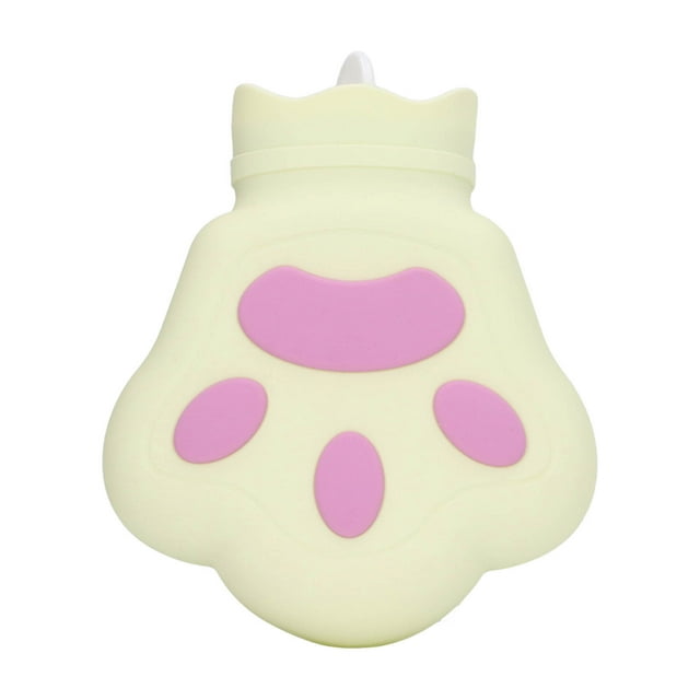 Bouillotte Patte d'Ours, Bouillotte Compacte Réutilisable Mignonne en Silicone à Double Usage pour Chauffage au Micro-Ondes, Soulagement de l'Inconfort à la Maison Brun Clair, Jaune Clair, Rose