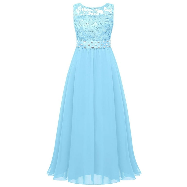 YONGHS Kids Girls Lace Bridesmaid Dress Long A-Line Chiffon Gown Sky Blue 14 - Walmart.com YONGHS Kids Girls Lace Bridesmaid Dress Long A-Line Chiffon Gown Sky Blue 14 - Walmart.com