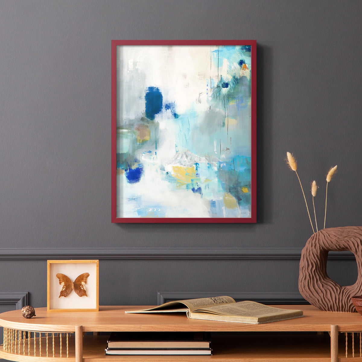 Celeste Motion II Framed Print in Red Solid Wood Framed Print No Nail Hanging