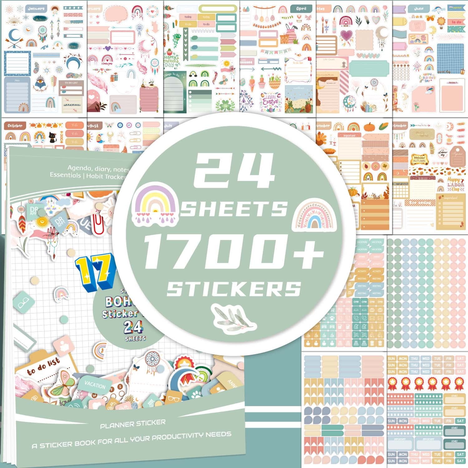 Iuhan 3Pcs Planner Stickers, Must-Have Organizer Stickers for Planning, Reliable Schedule Stickers, Colorful Task and Appointment Stickers for Journal, Diary, Calendar