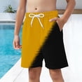 thumbnail image 4 of CYRBOKO Boys Beach Shorts, Summer Elastic Waist Quick-dry Vacation Drawstring Swim Trunks Orange Size 10-11 T, 4 of 8