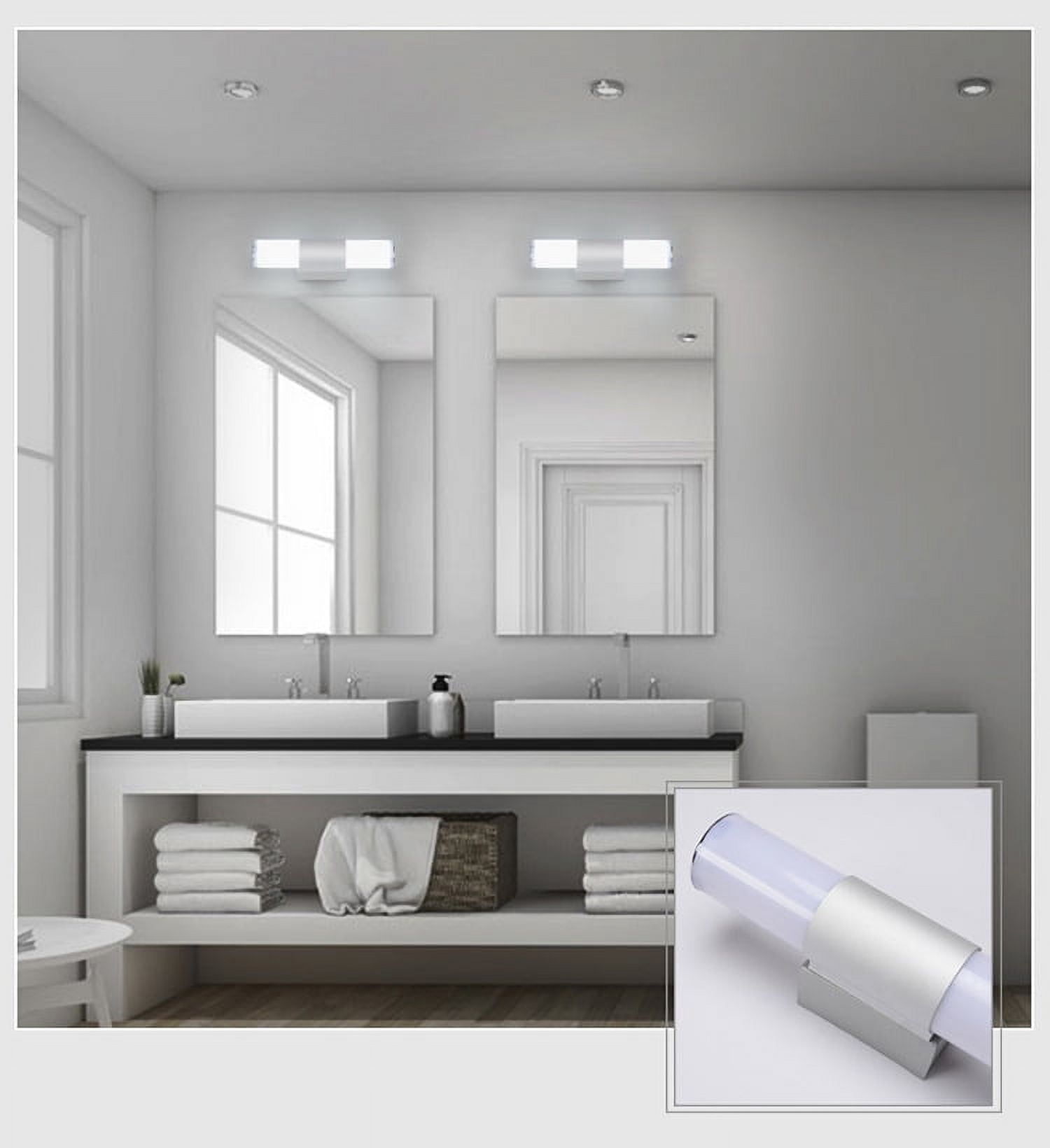 LNKOO Modern Wall Light LED Brushed Nickel Vanity Fixture for Bathroom Over Mirror