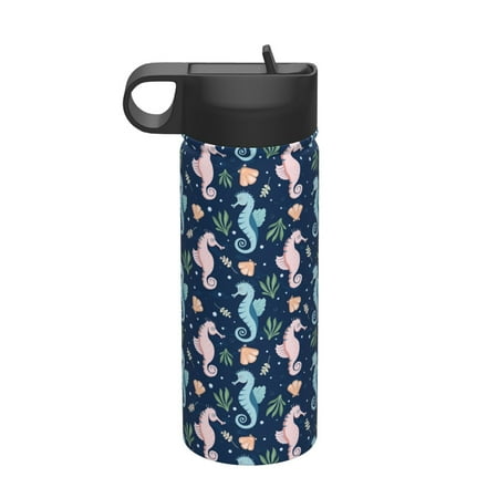 

Goofa Seahorses And Plants for Insulated Kettle 18oz Water Bottle Insulated Tumbler with Handle & Flip Straw - Fits in Cup Holder Leak Resistant Tumbler
