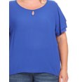 thumbnail image 5 of Women's Plus Size Flowy Flutter Sleeve Blouse with Keyhole Neckline, 5 of 6