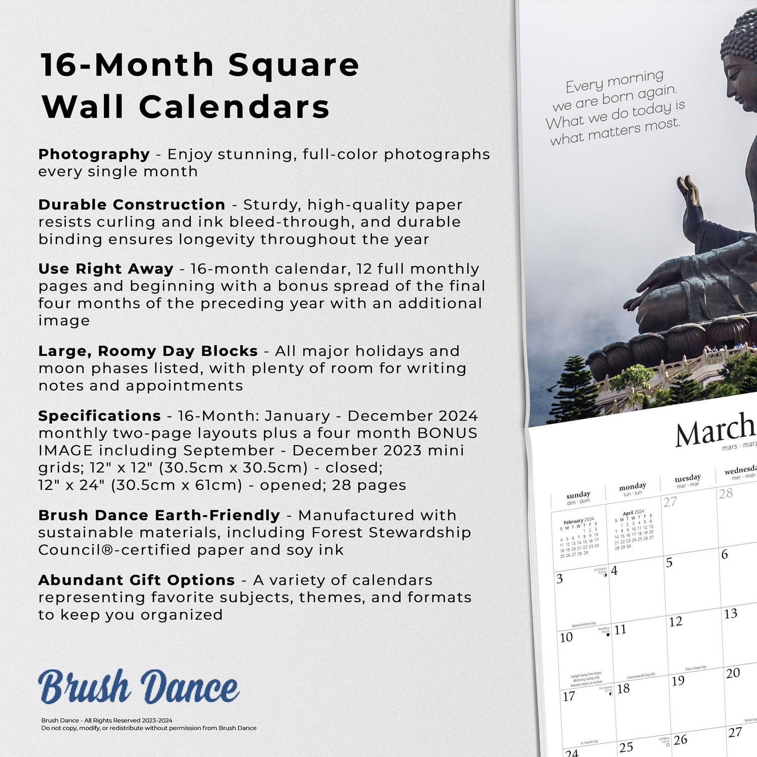 Brush Dance Bouddha intemporel 2024 Mur Carré 30.48x60.96 CM, 9781975470081