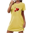 thumbnail image 2 of Elvqul Short Sleeve Nightgowns for Women Yellow Crew Neck Plus Size Sleep Shirts Fashion Graphic Night Dress Holiday Nightgowns, 2 of 3