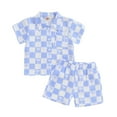 thumbnail image 2 of Baby Boy Outfits 0-3 Months Toddler Boy Clothes Beach Boys Summer Outfits Short Sleeve Button Down Shirt and Elastic Waist Shorts Sets 12M-4Y, 2 of 3