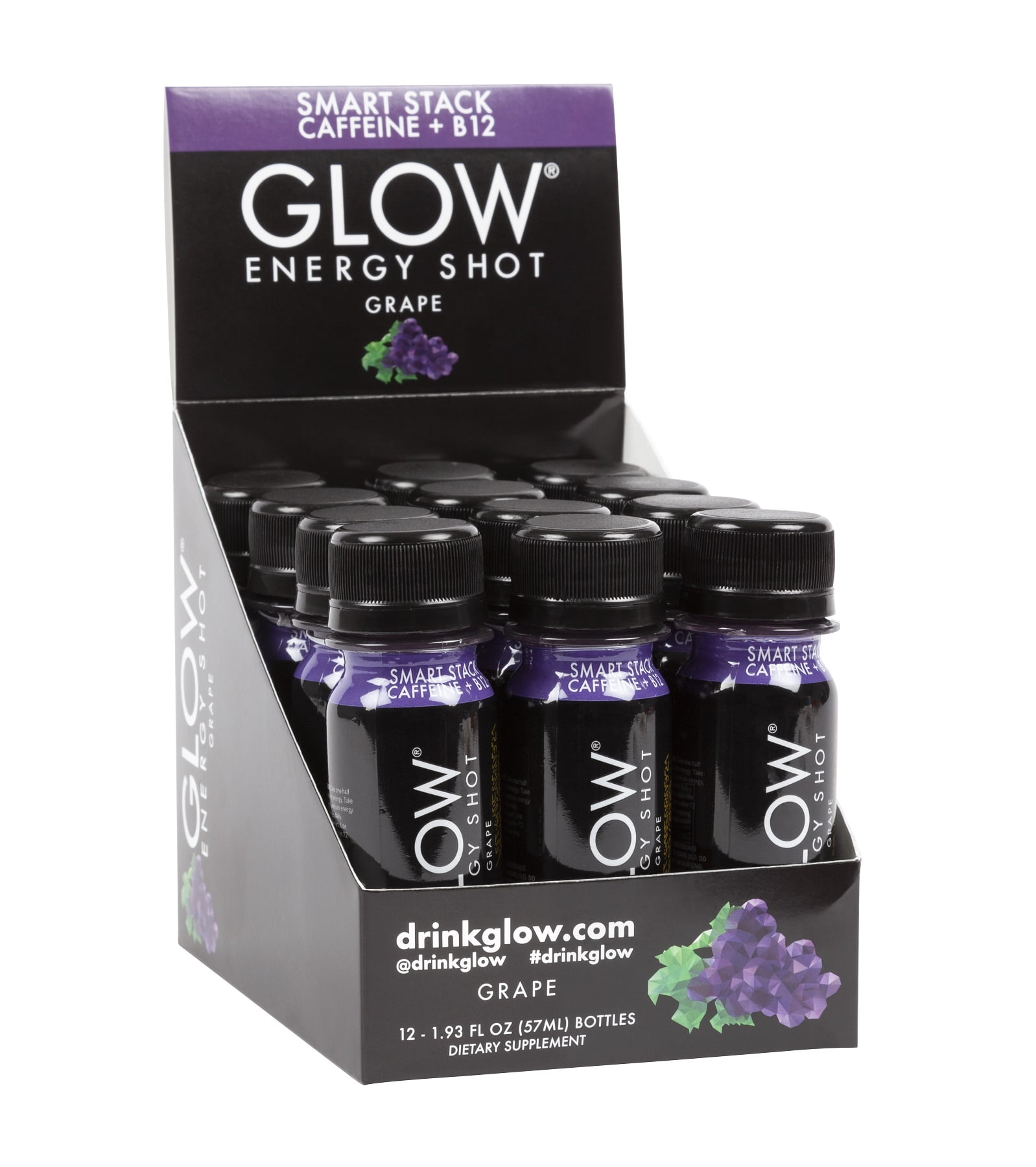 GLOW® Beverages Energy Shots Grab and Go Grape 1.93 fl oz Caffeine
