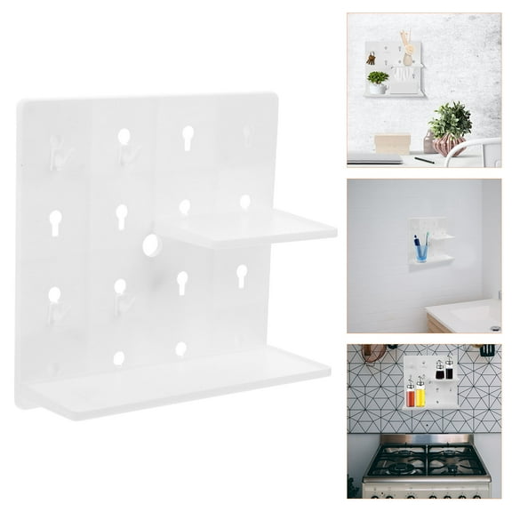 Soimiss 1Set Lightweight White Pegboard Storage Rack for Kitchen Garage and Office with ABS