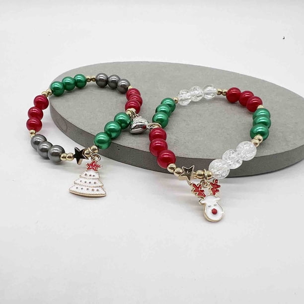 Pulsera elástica con cuentas y letras rotas para regalo de San Valentín y Navidad. Detergente para detergente.