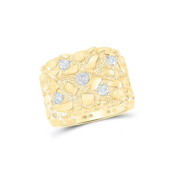 10kt Yellow Gold Mens Round Diamond Nugget Ring 5/8 Cttw