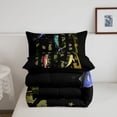 thumbnail image 5 of jejeloiu Camo Fishing Full Size Comforter Sets,Bass Rod Print Bedding Comforter Set For Boys,Green Black,Black Reversible,3 Pieces,1 Comforter and 2 Pillowcases, 5 of 7