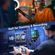 FIFINE A6T Gaming Microphone Kit for PC Computer PS5/4, USB Streaming Microphone with 192kHz High-Res, Boom Arm, RGB, Condenser, Mute, Gain Control