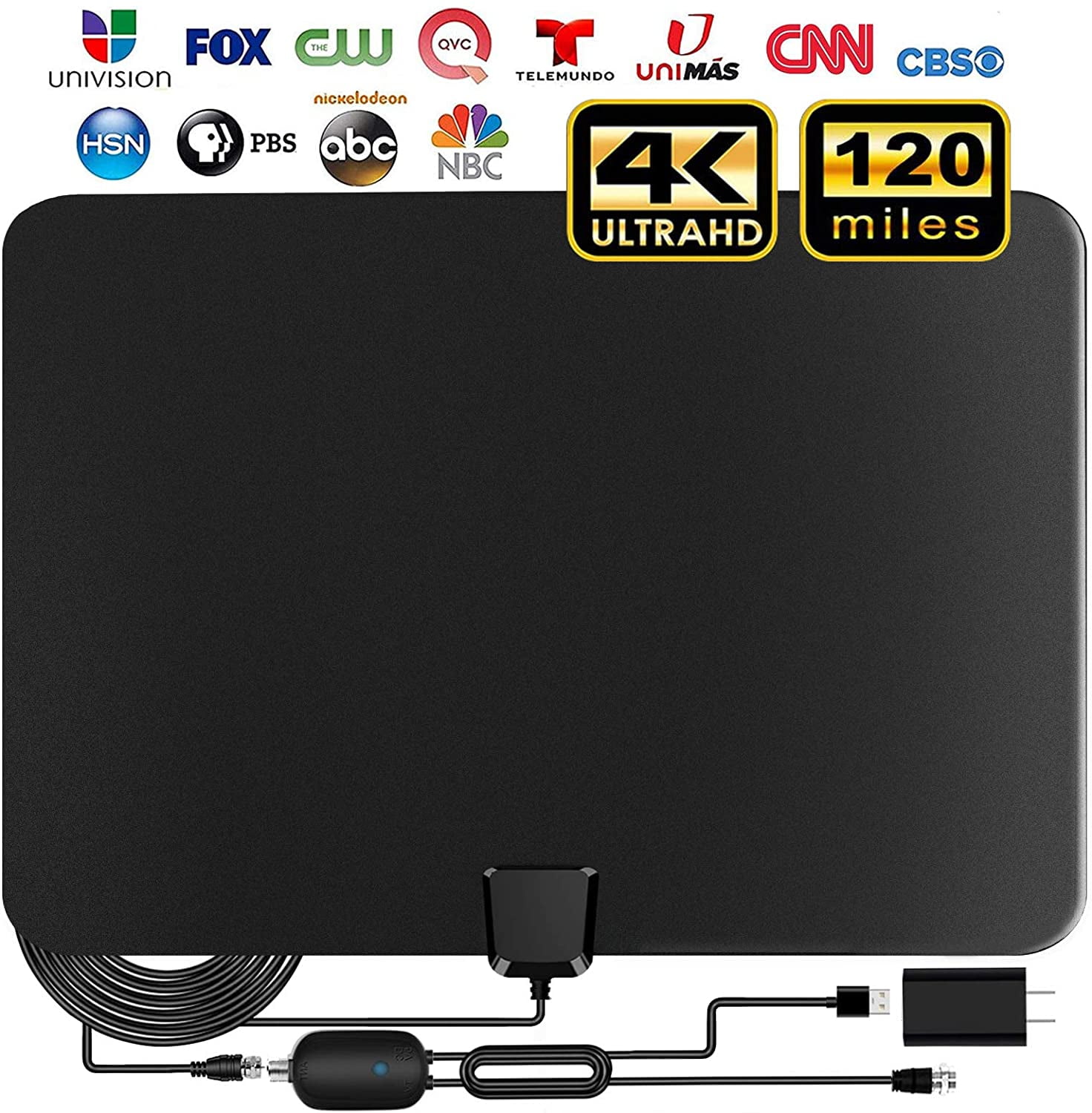 【2020 Newest】TV Antenna,Amplified Indoor HDTV Antenna with Amplifier and Built-in Filter,Support 4K 1080p VHF UHF Free Television Local Channels,Biggest Size for Better Reception,10 Coax Cable 