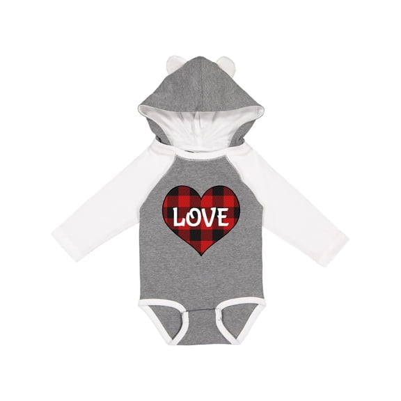 Inktastic Valentine Buffalo Plaid Love Boys or Girls Long Sleeve Baby Bodysuit