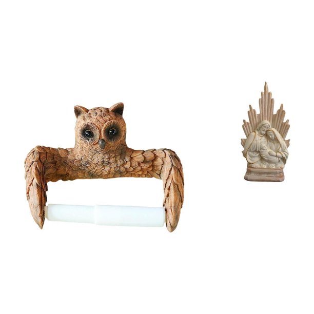 Porta Rollos De Papel Higiénico Con Diseño De Búho Y Estatua De Resina De La Sagrada Familia, Escultura Clásica Cristiana Católica Para El Hogar, La Cocina, La Oficina, La Mesa Y El Coche,