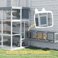 thumbnail image 5 of PawHut Outdoor Catio Cat Enclosure, Large Luxury Walk in Cat House with Hammock, Condo, Jump Platforms, Ladders, Ramps, Tarp, for 2-4 Cats, Gray, 71", 5 of 9