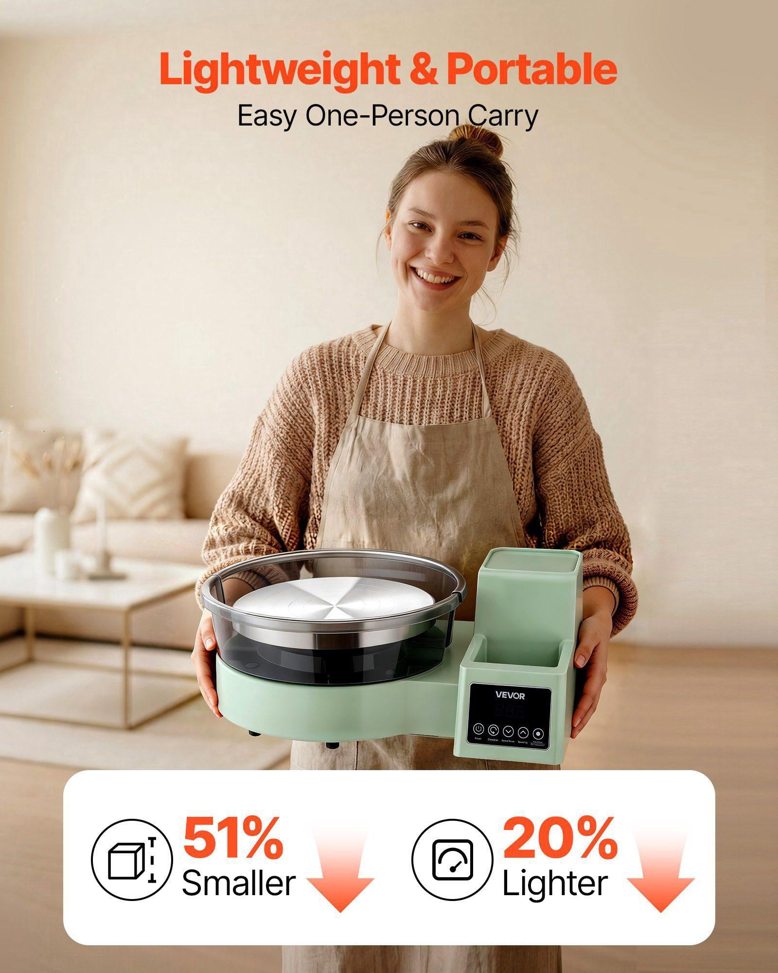 Electric Pottery Wheel for Adults 11 Inch Aluminum Turntable 450W with Foot Pedal 30-300 RPM Adjustable Speed Detachable Basin DIY Clay Art Craft