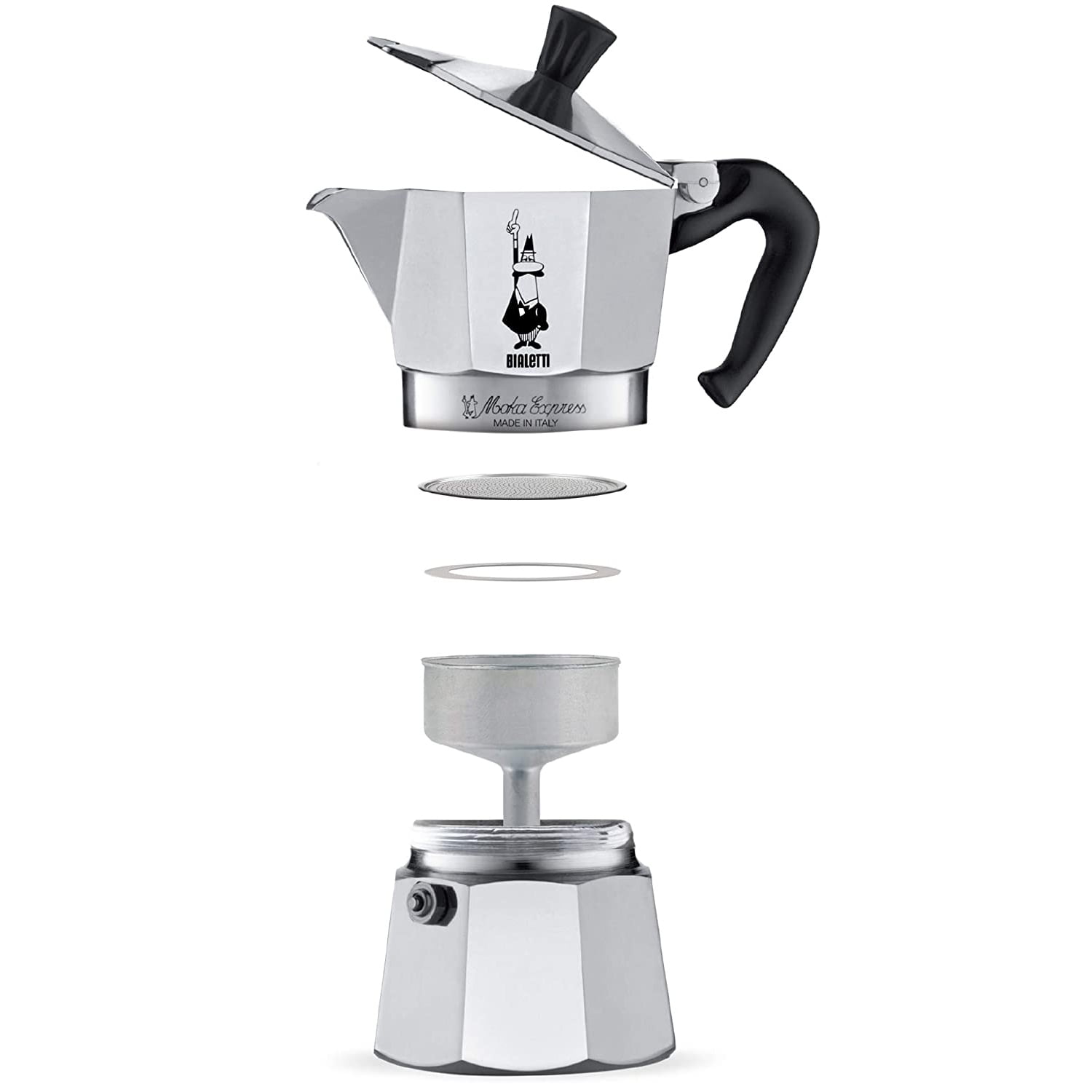 Bialetti - Moka Espress: Iconic Stovetop Espresso Maker, Makes Real Italian  Coffee, Moka Pot 6 Cups (6 Oz), Aluminium, Silver