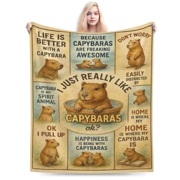 Capybara Blanket for Girls Boys, Throw Blanket for Capybara Lovers Gifts for Women, Birthday Decorations for Home & Travel 50x40