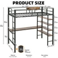 thumbnail image 6 of Finnhomy Loft Bed Twin Size with L Desk/ 4-Tier Storage Shelves, Heavy Duty Metal Bunk Loft Twin Bed Frames with 2 Entry Stairs/Power Outlet/Tray, Noise Free/Space-Saving/No Box Spring Need, 6 of 6