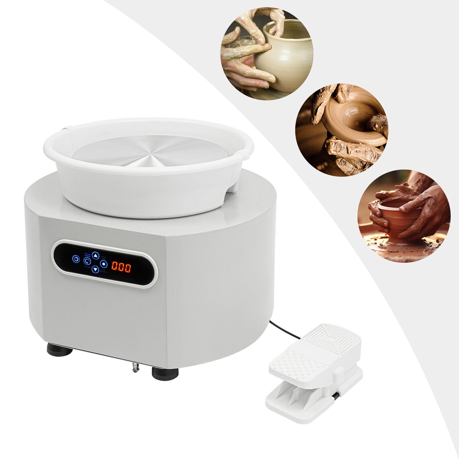 Ceramic Drawing Machine, Professional Pottery Wheel with Variable Speed Control and LCD Screen, High-Power Low-Noise Throwing Wheel for Clay Art