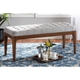 thumbnail image 6 of Baxton Studio Walsh Mid-Century Modern Grey Fabric Upholstered and Walnut Brown Finished Wood Dining Bench, 6 of 7