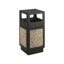 Safco 9472NC Canmeleon Side-Open Receptacle, Square, Aggregate/Polyethylene, 38 gal, Black