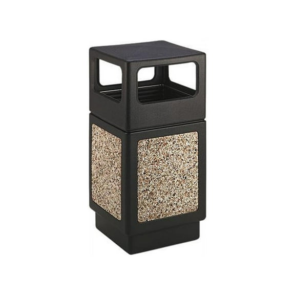 Safco Canmeleon Outdoor/Indoor Aggregate Side Opening Trash Can 38-Gallon Black