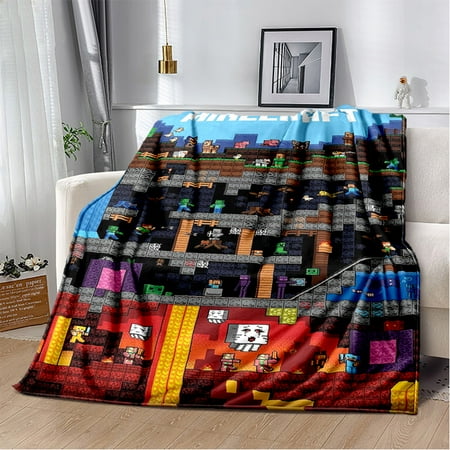 Soft and Warm M-Minecraft Blanket Featuring My World Sandbox Game Characters 3D Print Fleece Throw Blanket