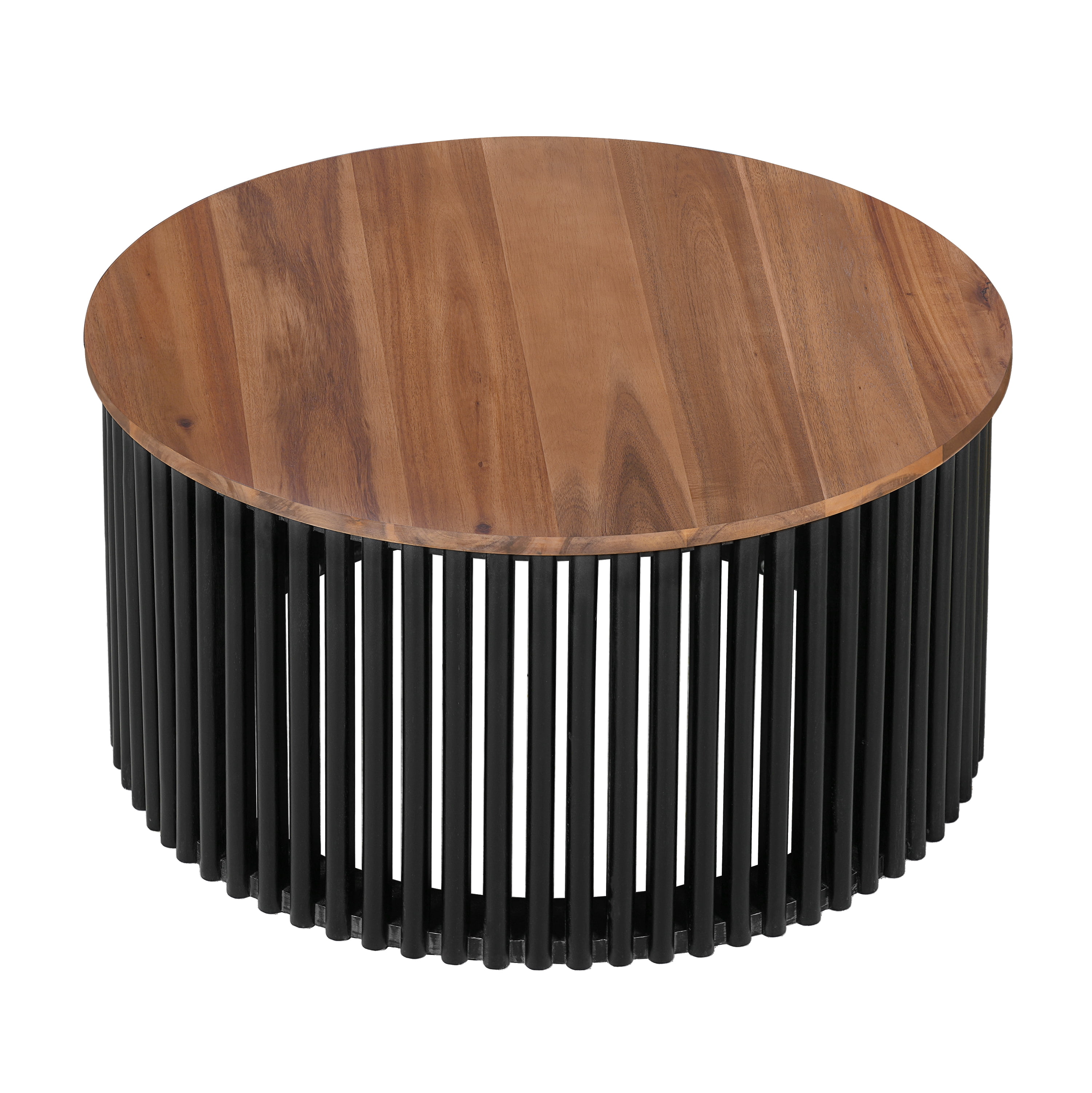 Euroco ACACIA SOLID WOOD COFFEE TABLE,NATURAL & BLACK COLOR
