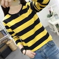 thumbnail image 5 of Women's Stripe Versatile Cotton Long Sleeve Sweatshirt, 5 of 12