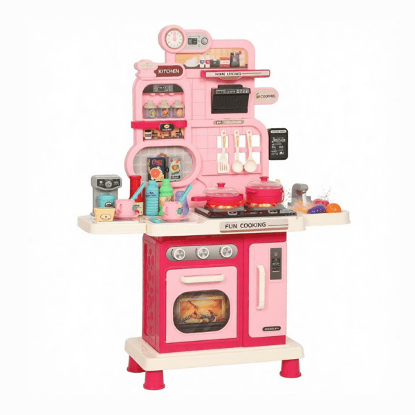 33-Piece Kids Play Kitchen, Lights, Sounds & Water Sink, Ages 3-6, Pink
