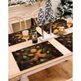 thumbnail image 5 of Christmas Placemats Set of 6 Gingerbread Man Ball Christmas Placemats for Dining Table Pine Needles Red Ribbon Table Mat Winter Holiday Home Party Kitchen Table Decorations, 5 of 6