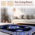 thumbnail image 2 of ODIKA 3'x5' Machine Washable Non-Slip Area Rug, Traditional Ornate Luxurious Palatial Embellished High Traffic Rug with Pad, Blue, 456974, 2 of 8