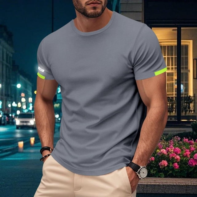 Styesk T Shirts for Man Men's Solid Color Short Sleeved Outdoor Running Sports Breathable Short Sleeve