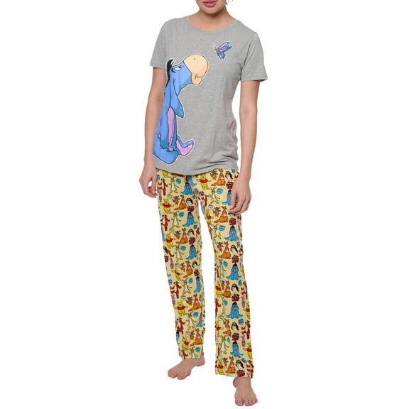 Disney Eeyore Butterfly T-Shirt Yellow Lounge Pants Set (Size Medium Only)