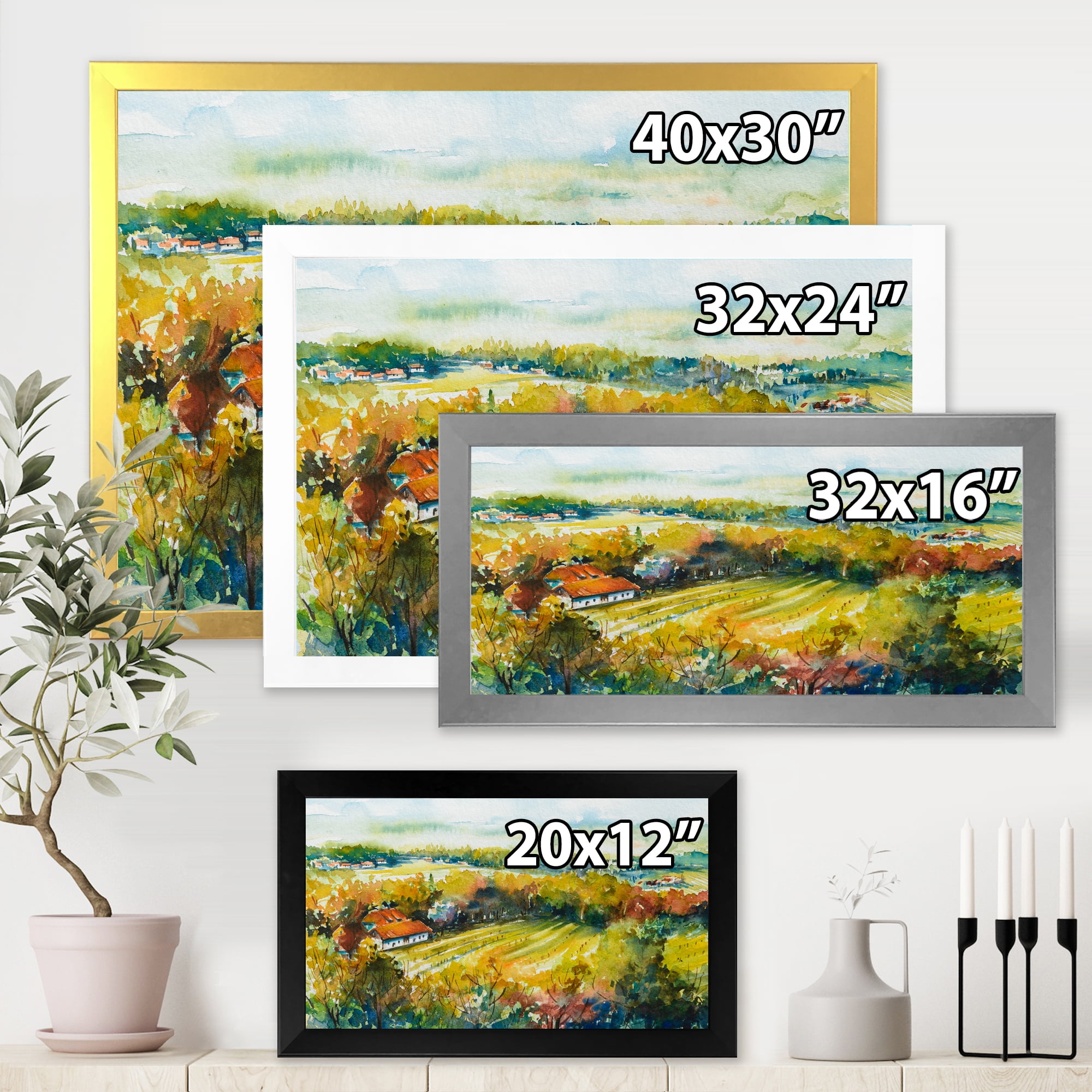 Designart 'Autumn Rural Landscape' Country Framed Art Print