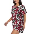 thumbnail image 2 of Rateoe Rose Flowers Pattern Women's Short-Sleeved Pajama Set - 2 Piece Soft and Lightweight Sleepwear Set-4X-Large, 2 of 7
